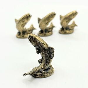 Vintage Metzke pewter & gold plated miniature trout fish Charm/figurine